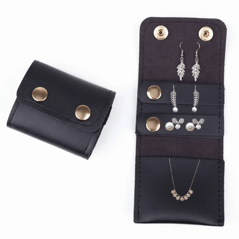 

PU Leather Jewelry Display Bag Mini Size Foldable Jewelry Pouch Portable Jewelry Roll Case Bracelet Ring Storage
