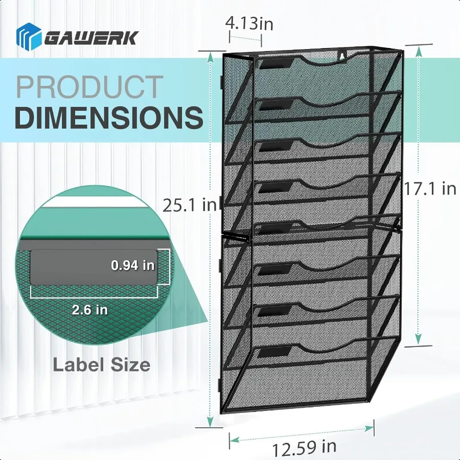Organizzatore di file da parete Portadocumenti da parete sospeso Cartella di carta Portadocumenti Organizzatore di posta 8TIER