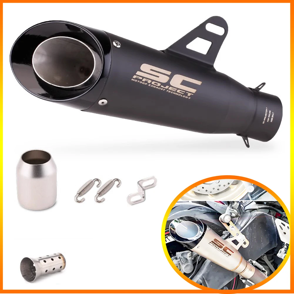 51 مللي متر/60 مللي متر دراجة نارية العادم SC الخمار الأنابيب Z250 Z300 Z400 ZX10 MT0709 R25 R3 R6 لكاواساكي نينجا هوندا ياماها/3 طبقة