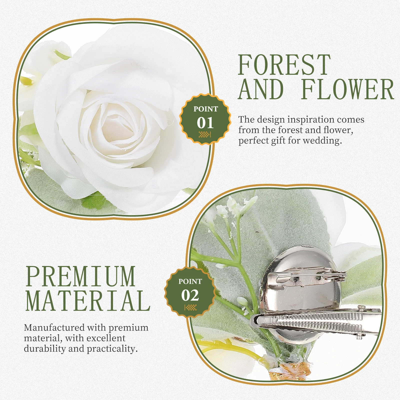 

2pcs Simulated Flower Corsage Artificial Wedding Flower Brooch For Bride Groom Decoration Party Wedding Supplies Floral