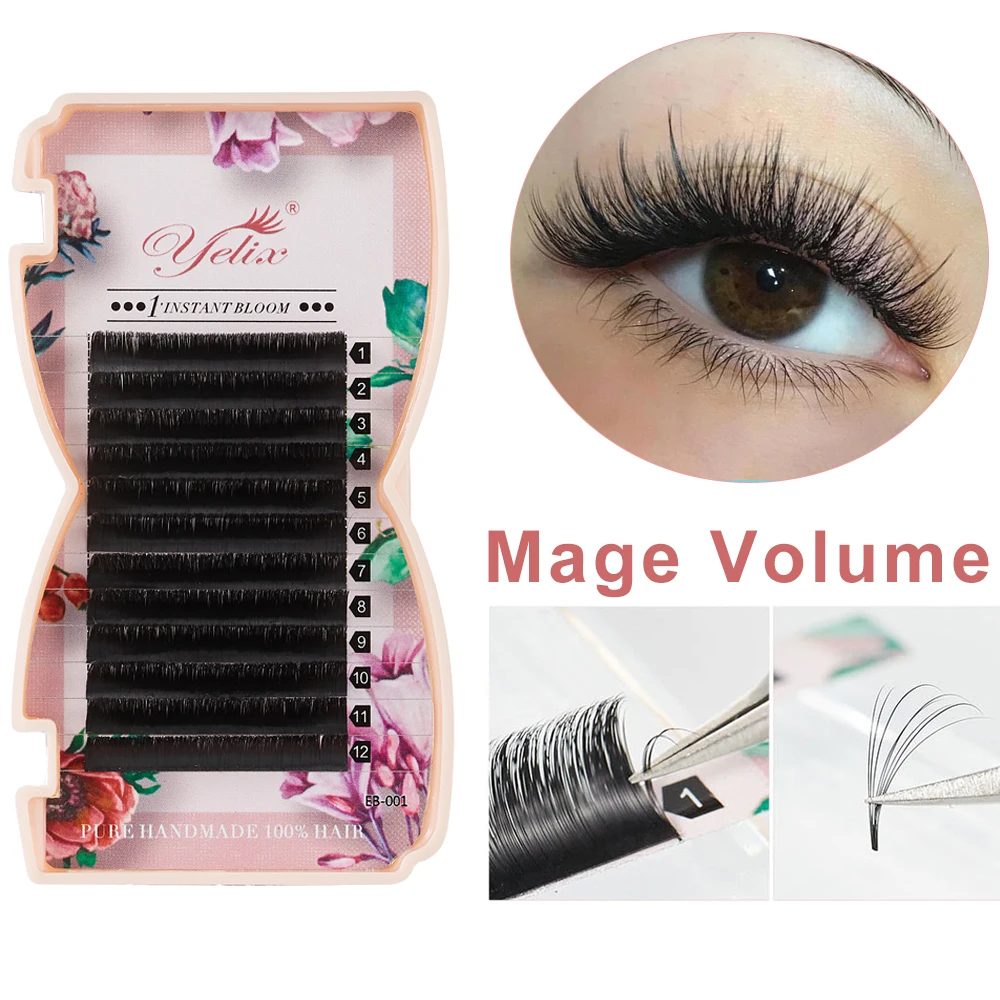 Yelix Mega Volume Lashes Easy Fanning Individual Eyelash Extensions Easy Fan Eyelash Natural Professional Eyelashes For Building