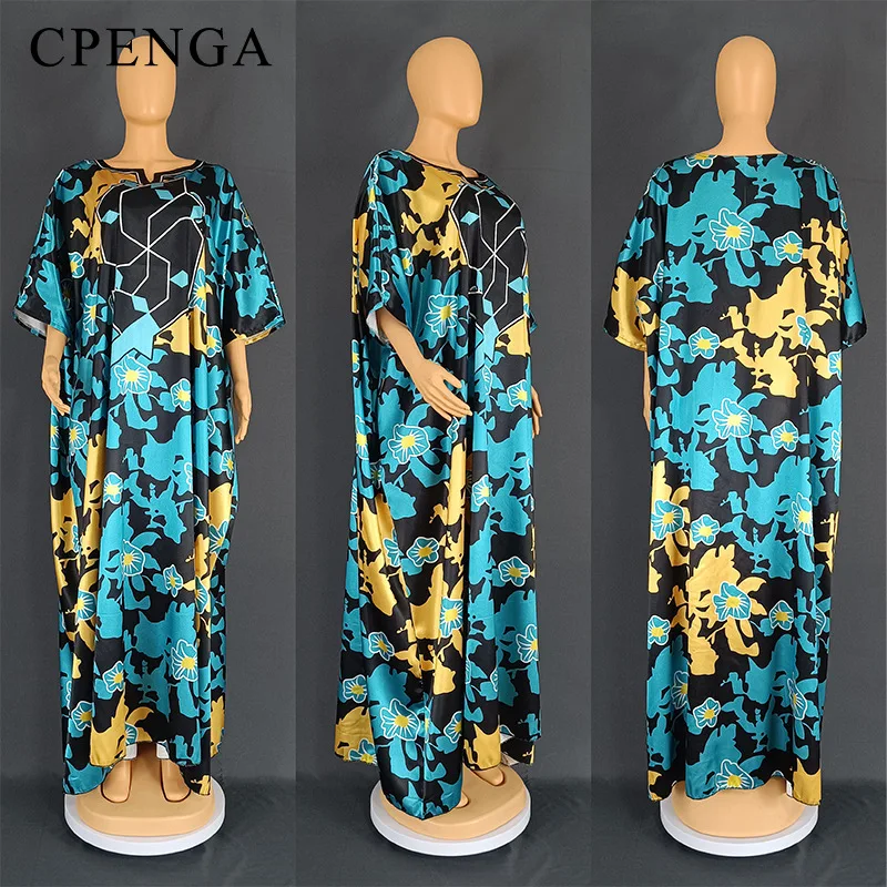 2023 Print African Bubu Dress for Women Elegant Lady Wedding Evening Party Dresses Plus Size Floral Dashiki Muslim Kaftan Robe