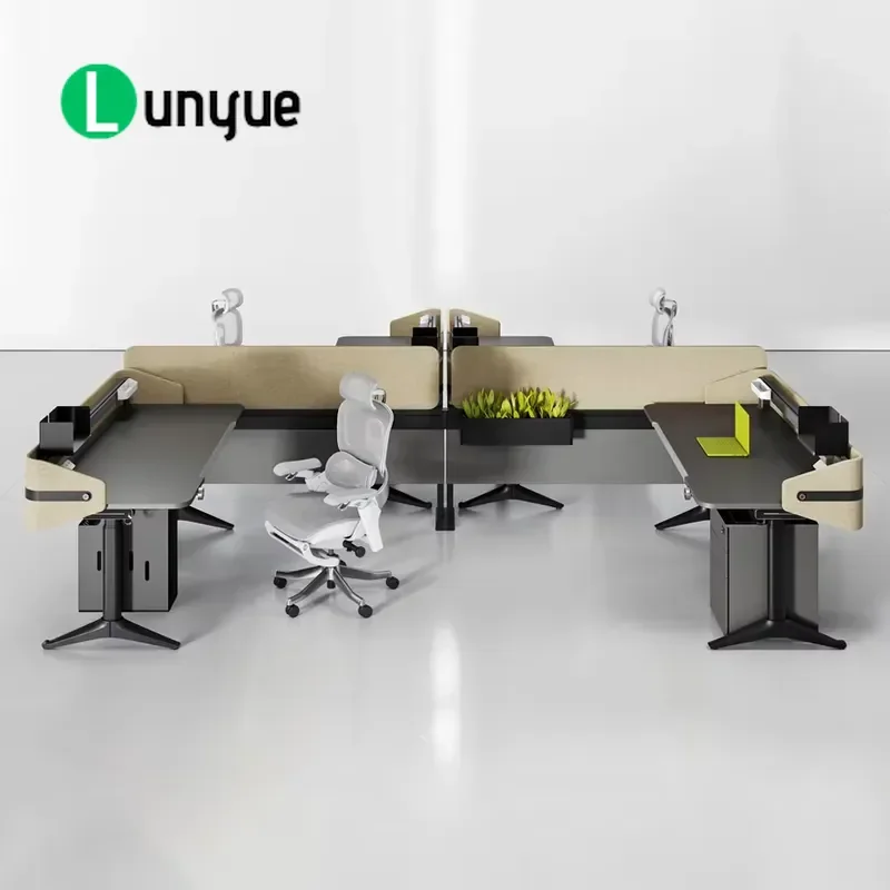 Ergonomic Modern Wood Height Adjustable Office Computer Desk with Keyboard Tray for Home Office Programmer Workstation