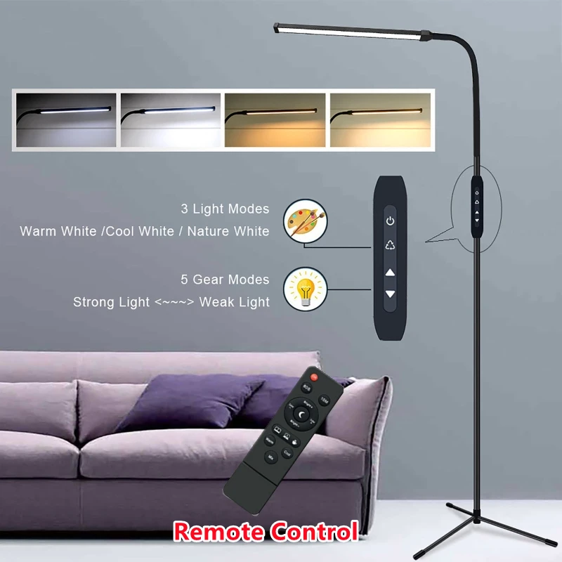 

Led Floor Lamp with Remote Adjustable Gooseneck Dimmer Reading Light Lamp Floor Standing for Lashes Facial Spa Lamp Living room