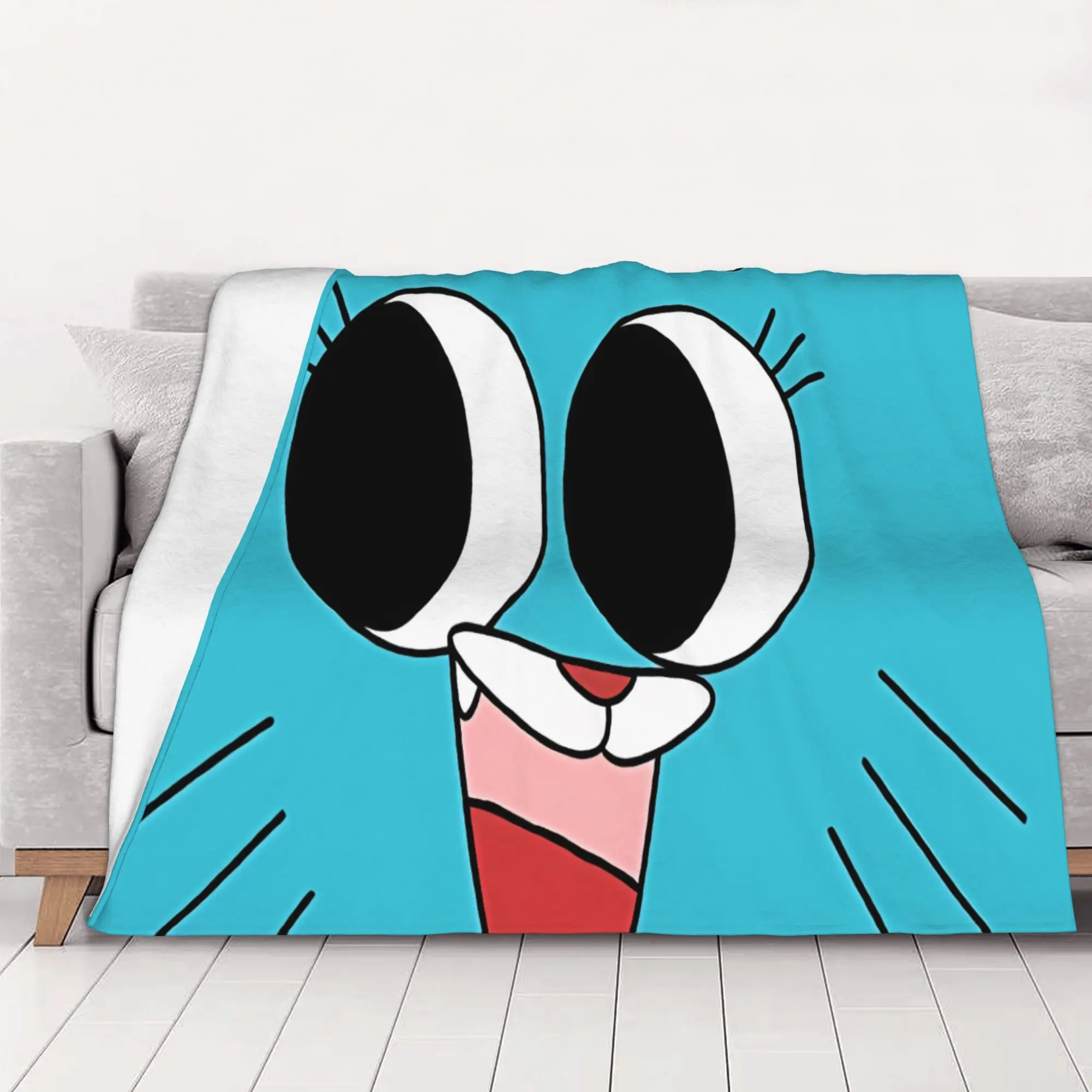 1PC home Cute Room Decor Cute Blue Printed Blanket Throw Blanket tThe Amazing World of Gumball Novelty Warm Blanket All Season