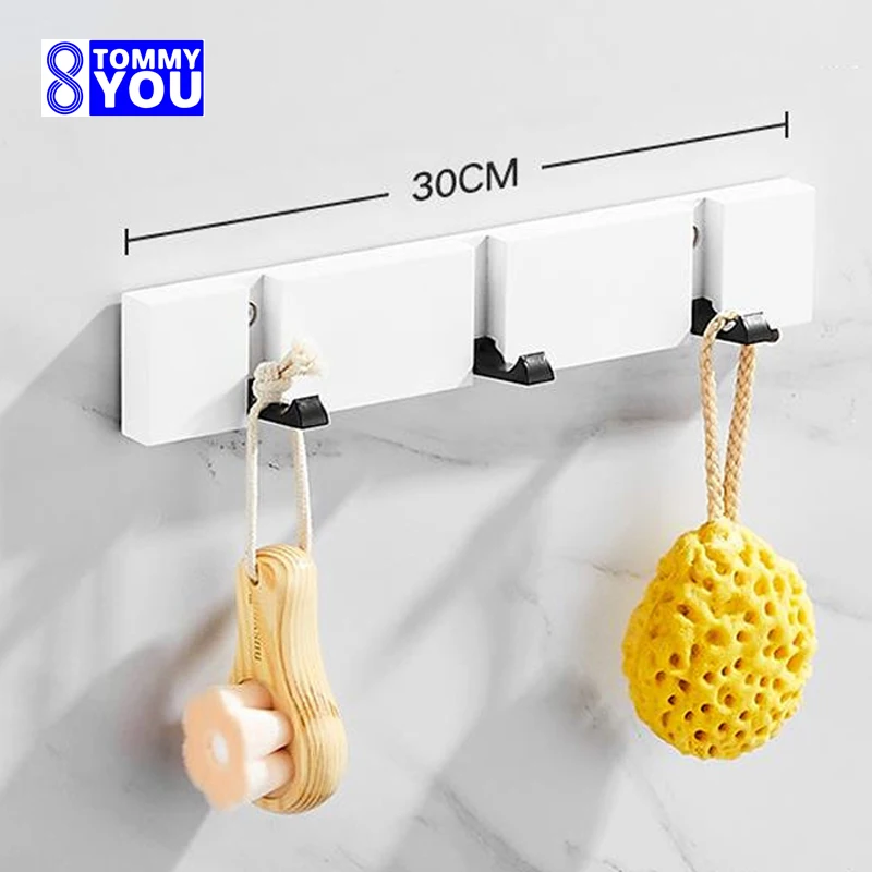 

Foldable Coat Racks Bamboo Hat Hanger with Hook Wall-mounted Shelf Kitchen Toilet Wall Clothing Rack Stand Sundries Storage Hook