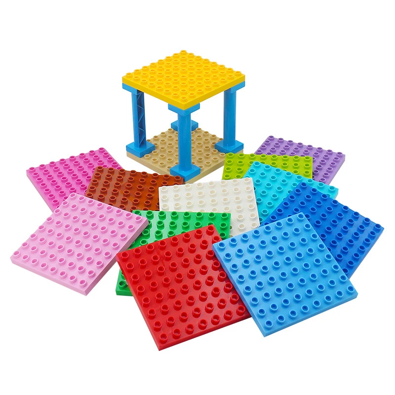 4Pcs Large Particle Building Blocks Big Duplo Bricks 8x8 Dots Base Plate Accessories Children Boy Girl Educational Diy Toy