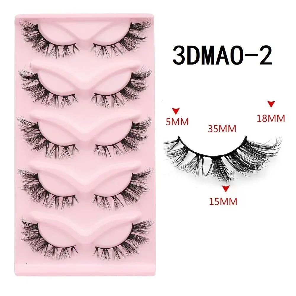 new Cat eye Eyelashes 3D Natural False Lashes Fluffy Soft Cross 5 pairs Manga Lashes Wispy Natural Eyelash Extension Makeup