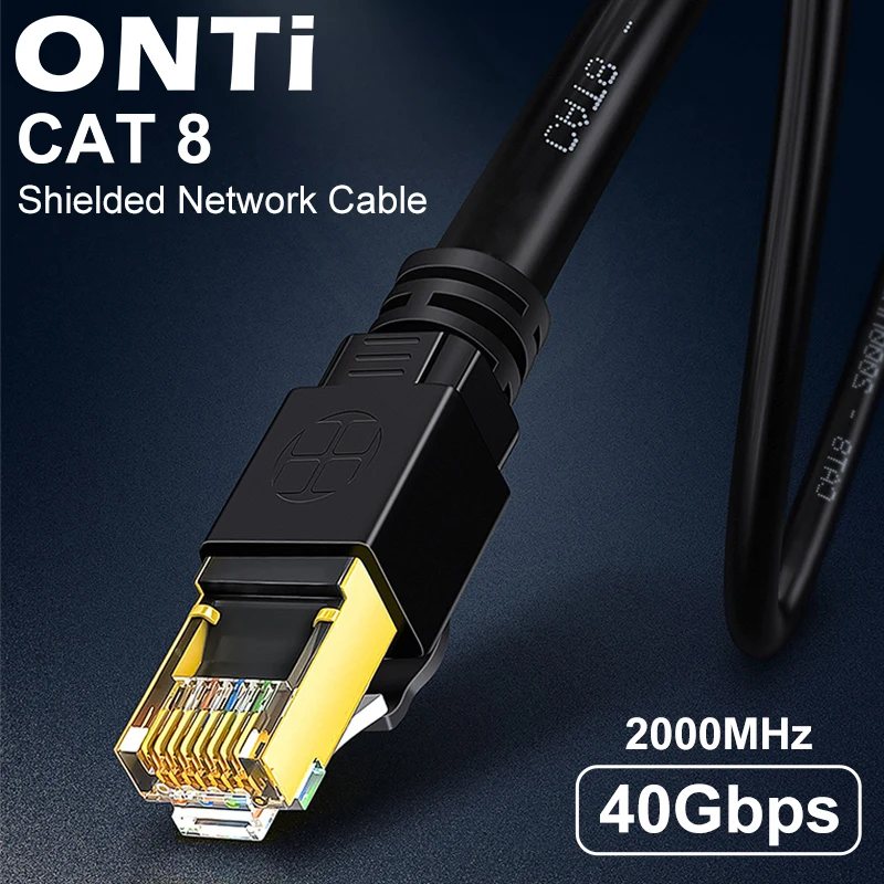 High-Speed RJ45 Ethernet Network Cable CAT8/CAT7 40Gbps 2000MHz PVC LAN Cable for Laptop Router - Internet Data Transfer