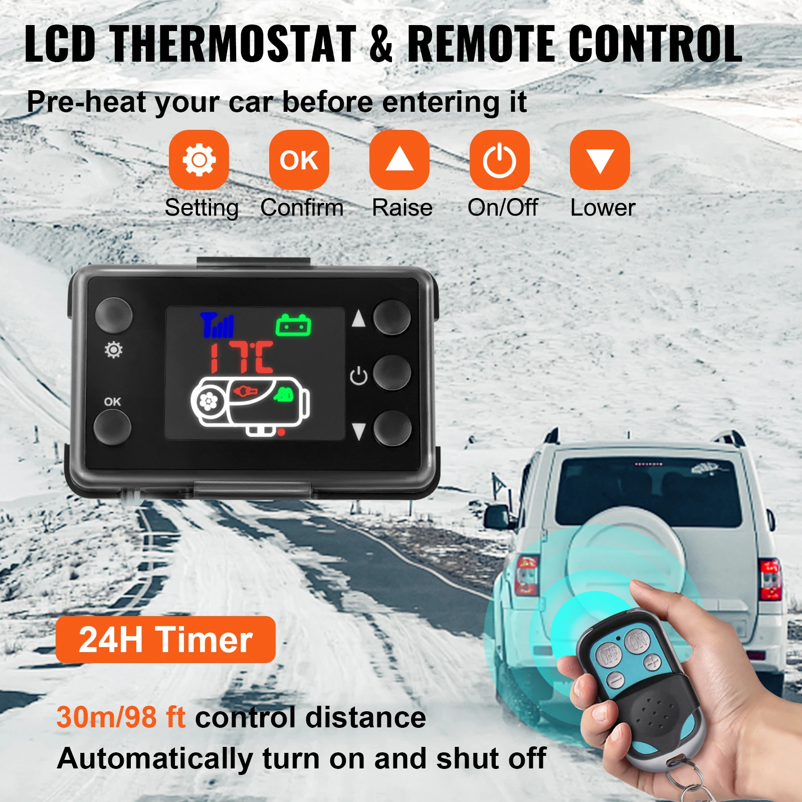 VEVOR Standheizung Diesel 5KW, 12V Diesel Lufterhitzer, 10 L Diesel Luftheizung, -40 ℃ - + 20 ℃ Arbeitstemperatur Air Diesel Heizung, Air Heater Heizung aus Aluminium  für Wohnmobilanhänger Boote