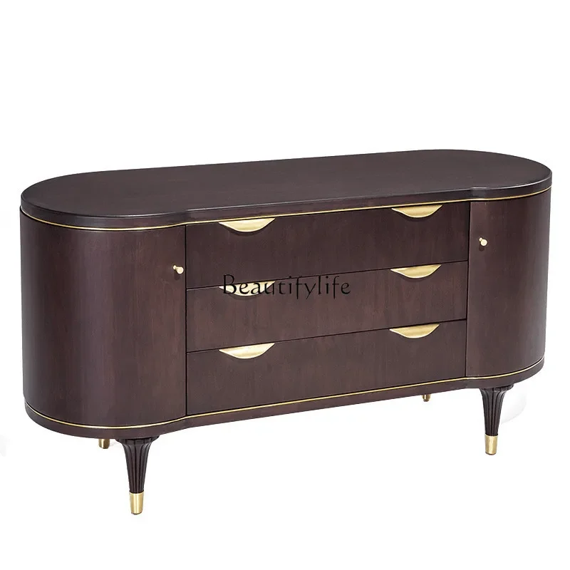 

American semi-circular arc entrance cabinet with drawers villa light luxury living room home shoe cabinet