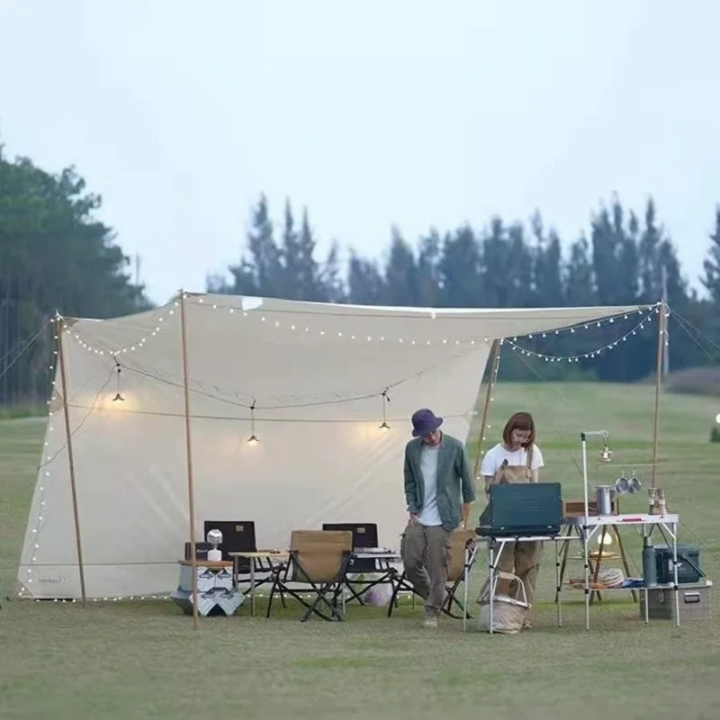 Hexagonal Camping Tarp Tent - Waterproof UV-Resistant Sun Shelter, Portable Windproof Canopy for Beach/Hiking/Outdoor