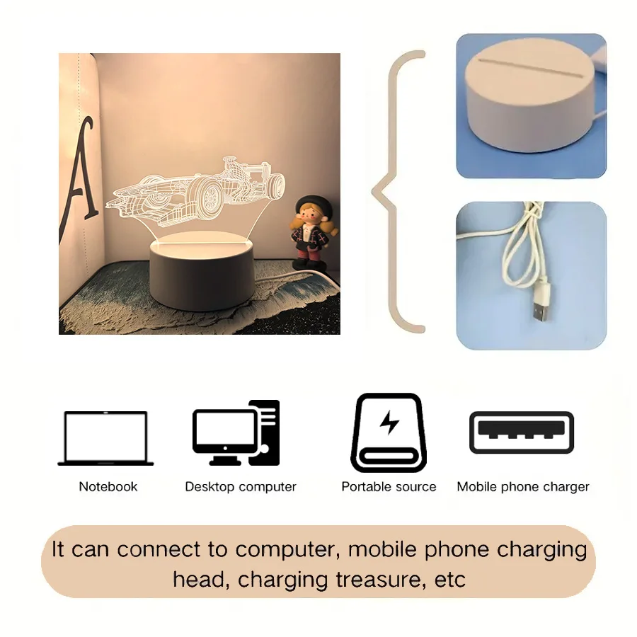車種の3Dナイトライト、夢のような暖かさ、静かで温かく、人生にロマンチックな雰囲気を加え、毎晩おやすみを照らします。