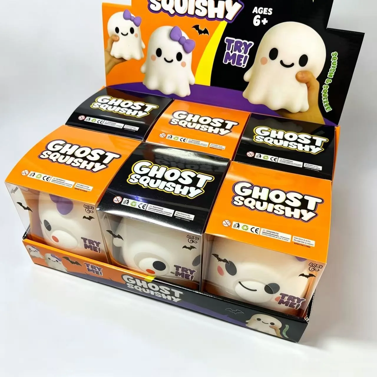 汎用的な大型ハロウィンゴーストスクイッシーおもちゃ、小麦粉入りストレス解消スクイーズおもちゃ、パーティーのデスクトップ装飾、大人向け
