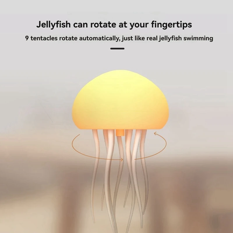 LED Jellyfish Lamp  RGB Gradient Jelly Fish Light Lamp Voice Control Jellyfish Light  Rechargeable Desk Lamp For Bedrooms