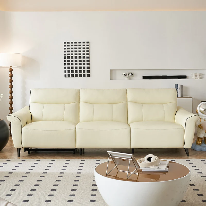 # Wall Cowhide Leather Sofa Electric Recliner With Wood Frame Space Capsule Design For Living Room