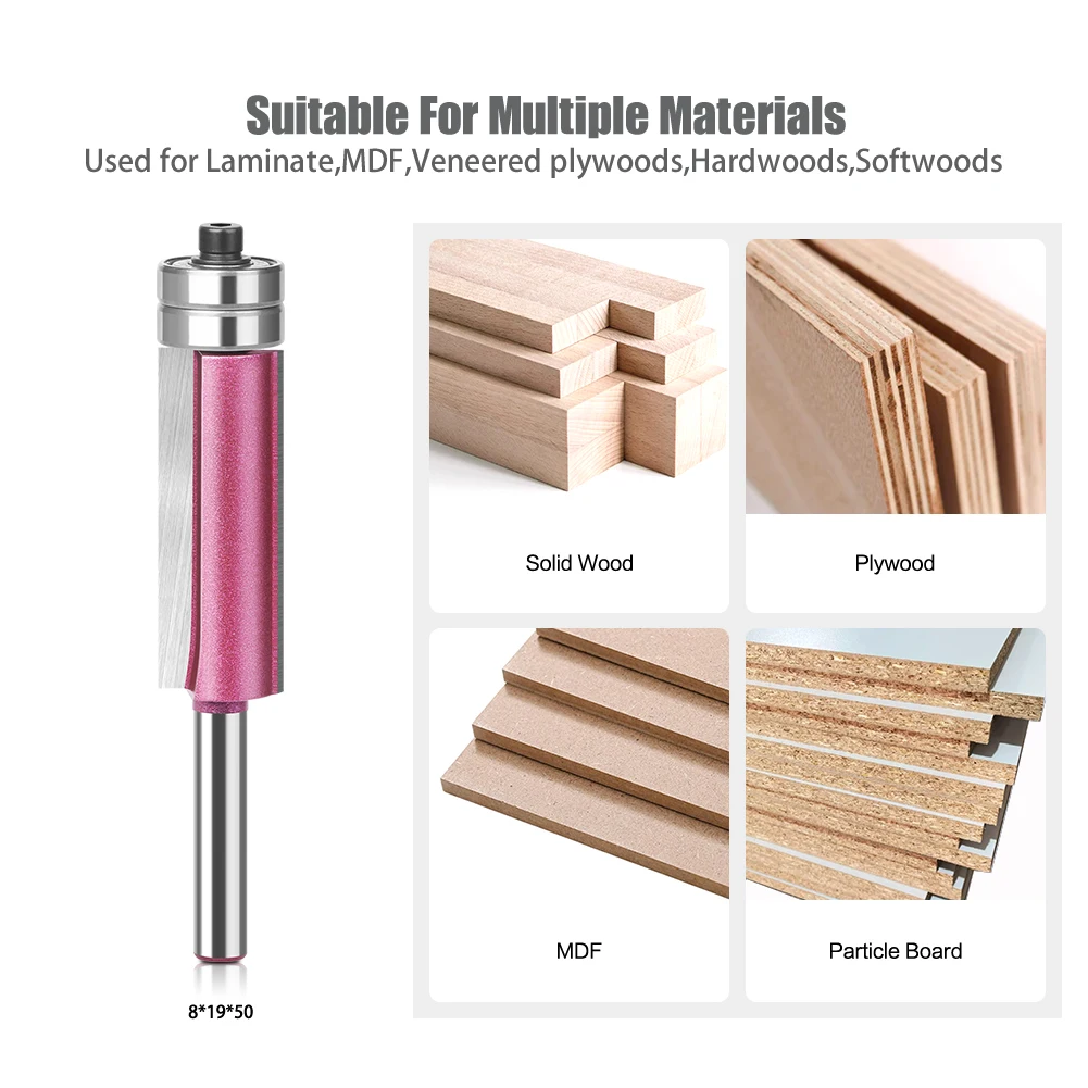 Imagem -02 - Flush Trim Router Bit com Rolamento Shank End Mill Carpintaria Aparar Cortadores Fresa mm