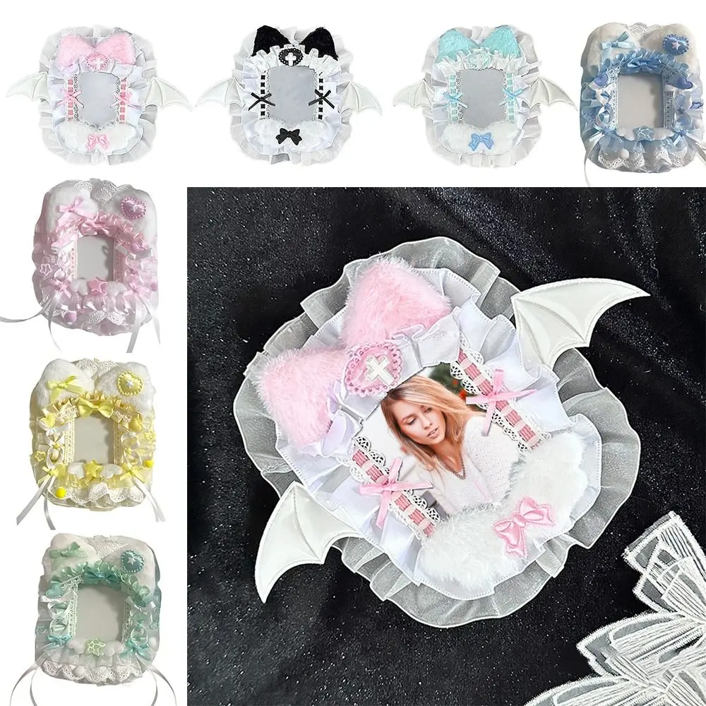 

Новый розовый бант, держатель для карт, кружево с лентой, защитный чехол для фото, плюшевый держатель для фотокарт в стиле аниме