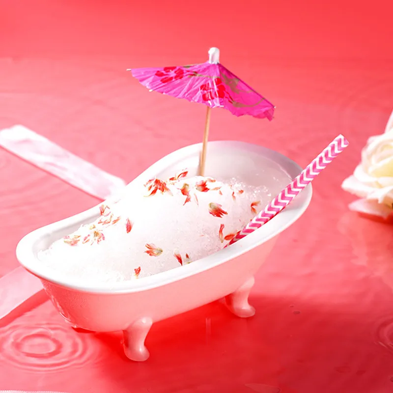 Creative Cocktail Glass 3D Ceramic Bathtub Cocktail Glasses Pink Tub Wine Cup Hawaii Tiki Mug Cold Drink Smoothies Dessert Cake