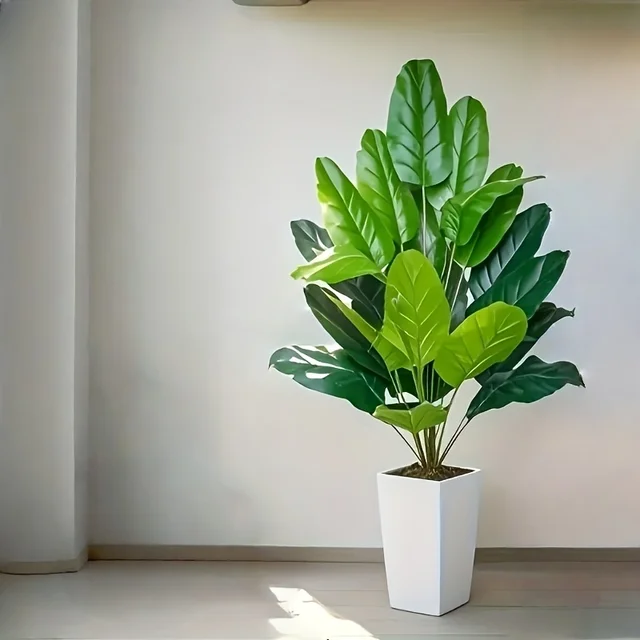 Sztuczna palma tropikalna 110 cm, 24 liście, imitacja liści bananowca, plastikowa roślina o fakturze naturalnej, do dekoracji domu i ogrodu.