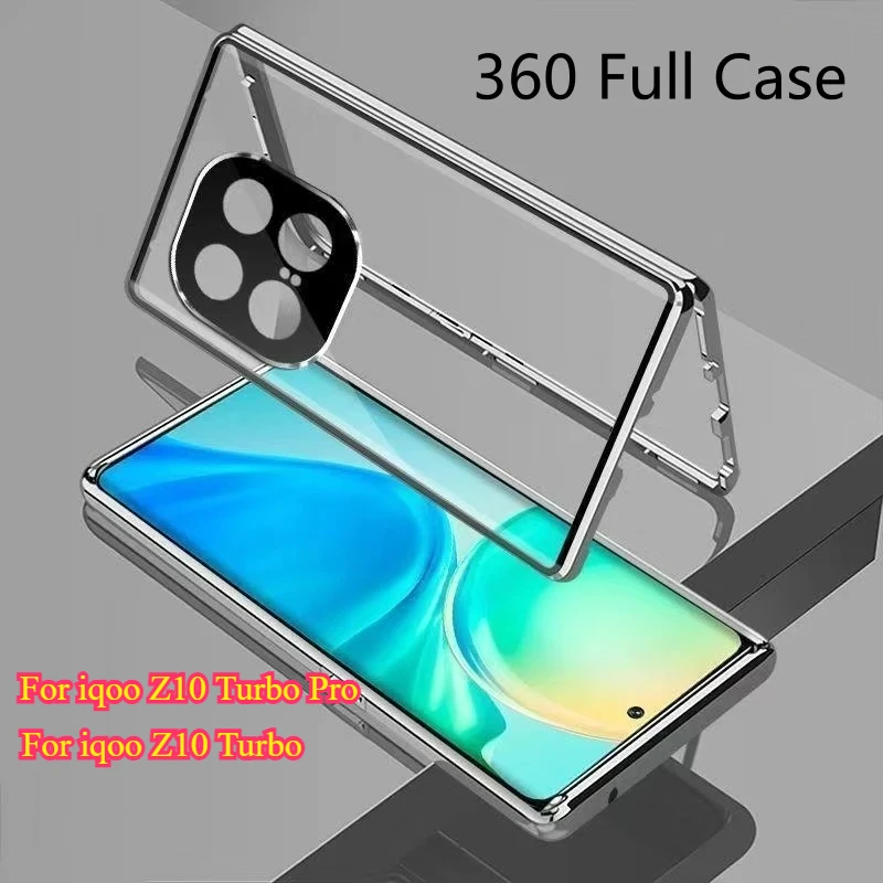 

Metal Full Magnetic Adsorption Protection Case for VIVO IQOO Z10 Turbo Pro Double-Sided Tempered Glass Hard Cover for Z10turbo