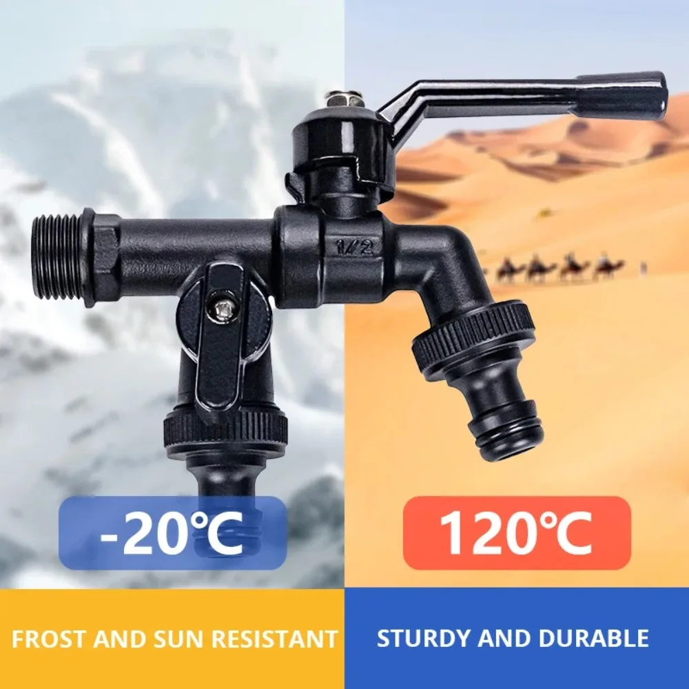 

Outdoor Garden Brass Water Faucet Tap Anti-Freeze Bibcocks with Hose Connector Dual Outlet for Washing Machine