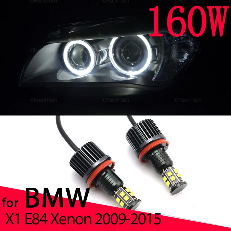 Error Free White LED Angel Eye  Ring Marker Light Bulbs For BMW X1 E84 Xenon Headlight 2009-2015 Daytime light 160W