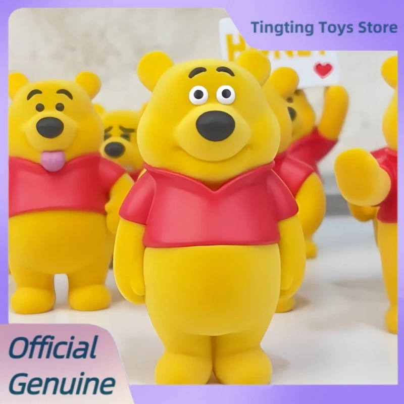 

Genuine Winnie The Pooh Funny Faces Series Blind Box Winnie Bear Flocked Figurine Mystery Box Decor Ornaments Toys Birthday Gift