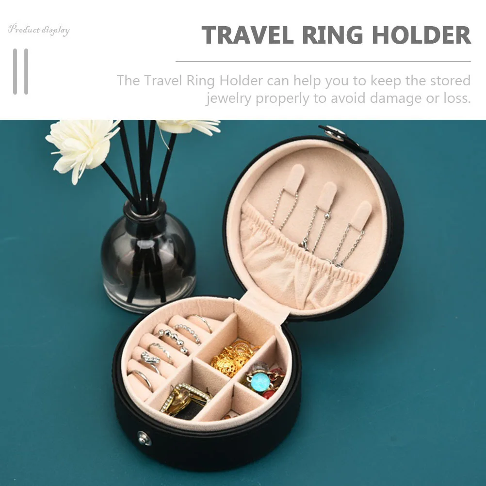

Magnetic Closure Jewelry Box Large Capacity Travel Ring Holder For Earrings Rings Trinkets Portable Storage Case Durable