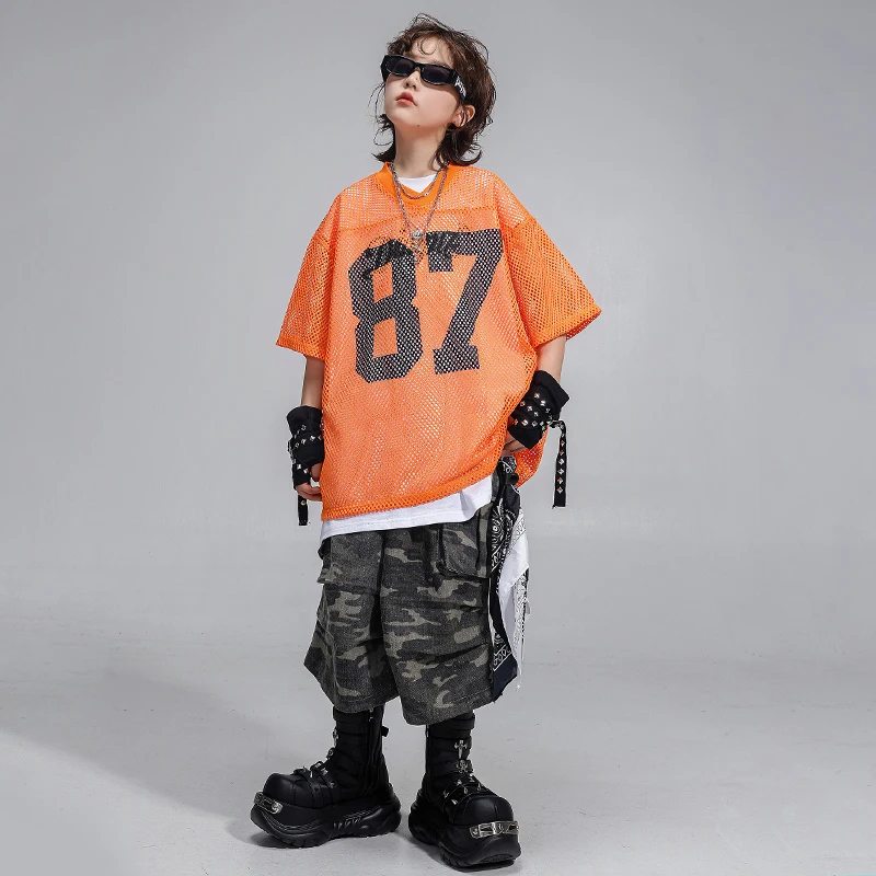 Ragazzi Hip Hop Danza Felpa Maglia Maglietta Camo Breve Ragazze K-pop Abiti da ballo di strada Set Bambini Bambini Adolescenti Costumi di scena
