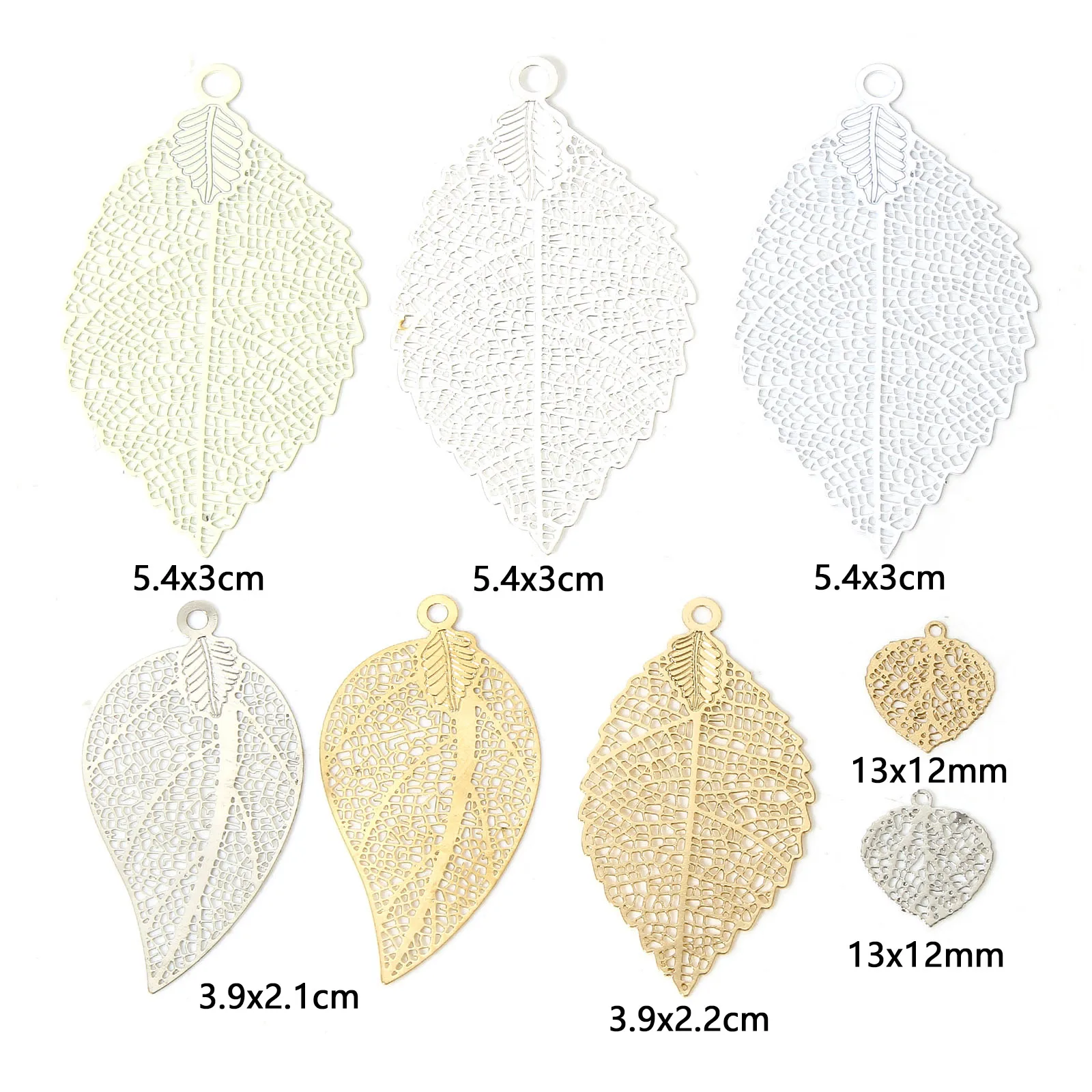 10pcs Iron Alloy Filigree Stamping Pendants Multicolor Leaf Hollow Charms DIY Necklace Earrings For Women Party Jewelry Findings