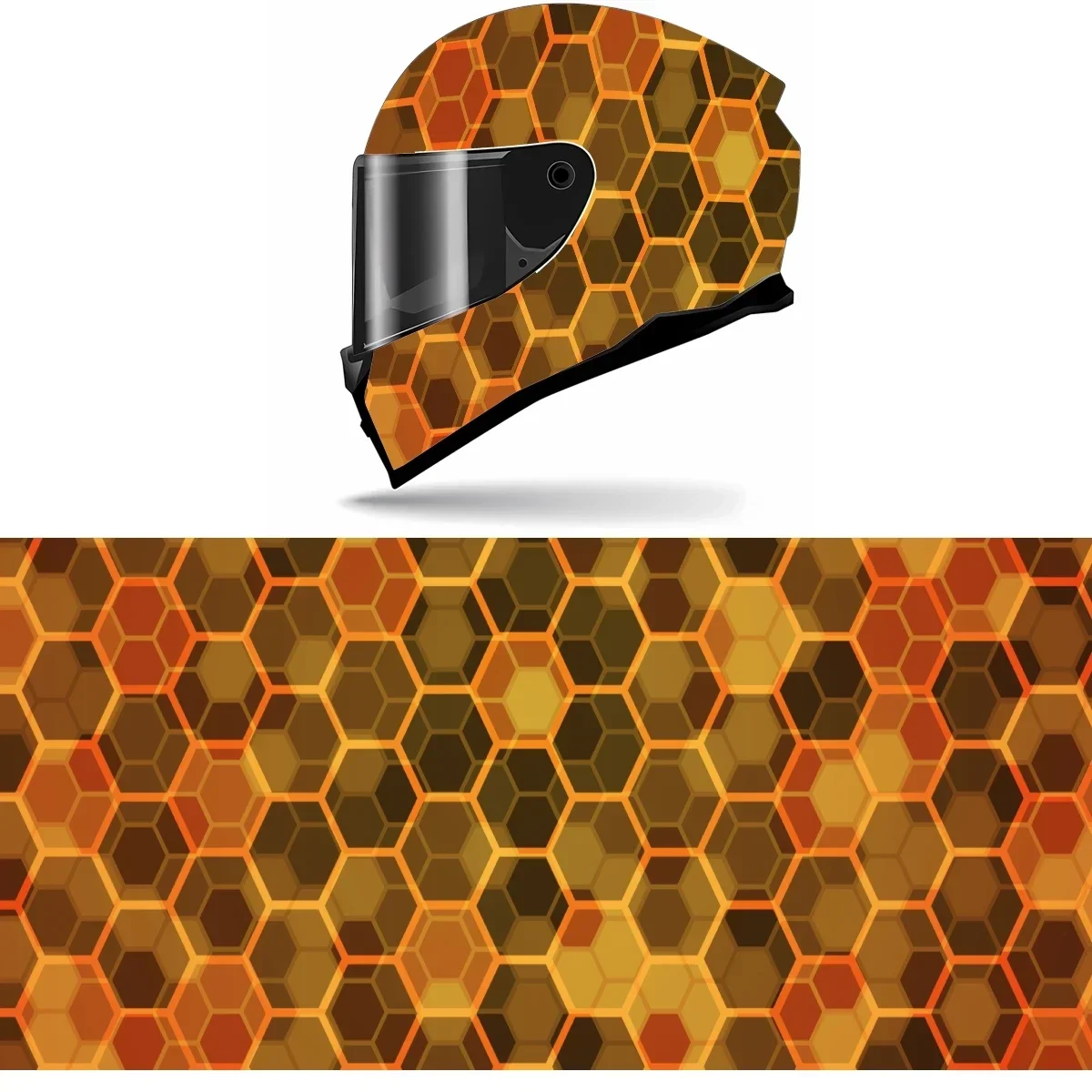 Adesivo Amarelo Colmeia para Capacete Integral, Decalque Gráfico de Corrida para Capacete de Moto, Adesivo Decorativo de Vinil para Capacete