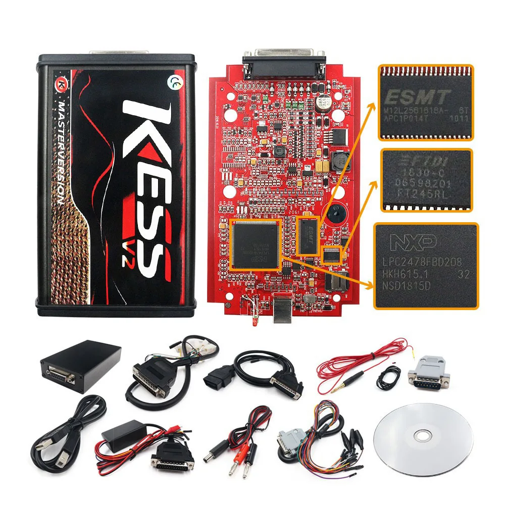 

En línea 2,80 UE rojo Kess V5.017 OBD2 Manager Remap Kit KTAG V7.020 4 LED BDM marco 22 Uds adaptadores K-TAG 2,25 herramienta d