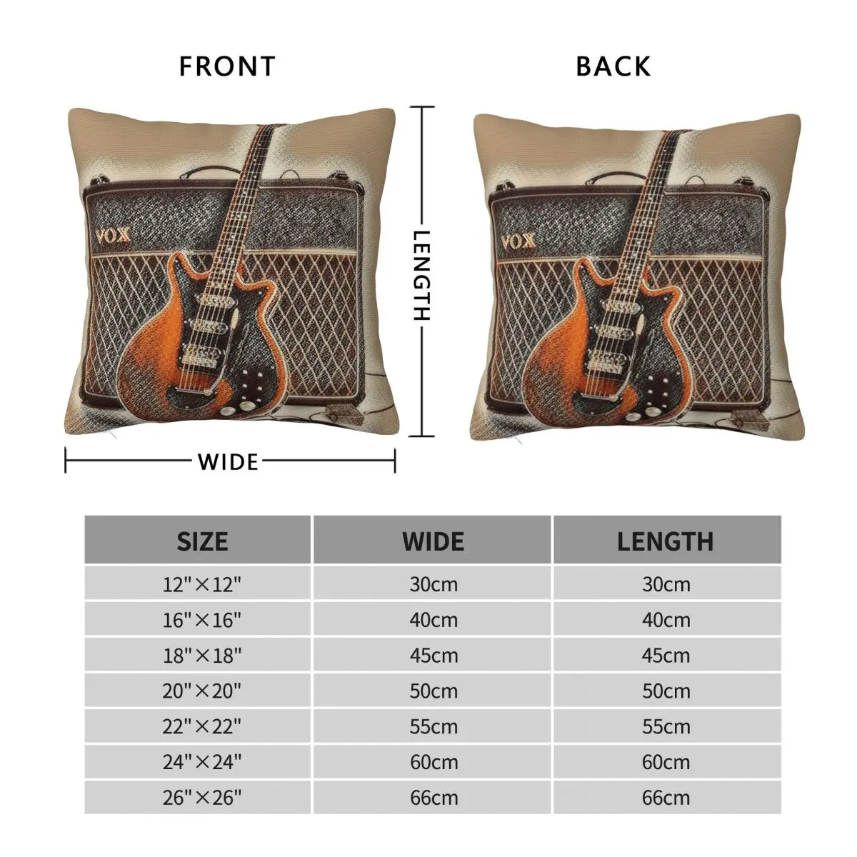 Red Special Guitar And Amp Pillowcase Polyester Linen Velvet Creative Zip Decorative Sofa Cushion Cover Wholesale 18