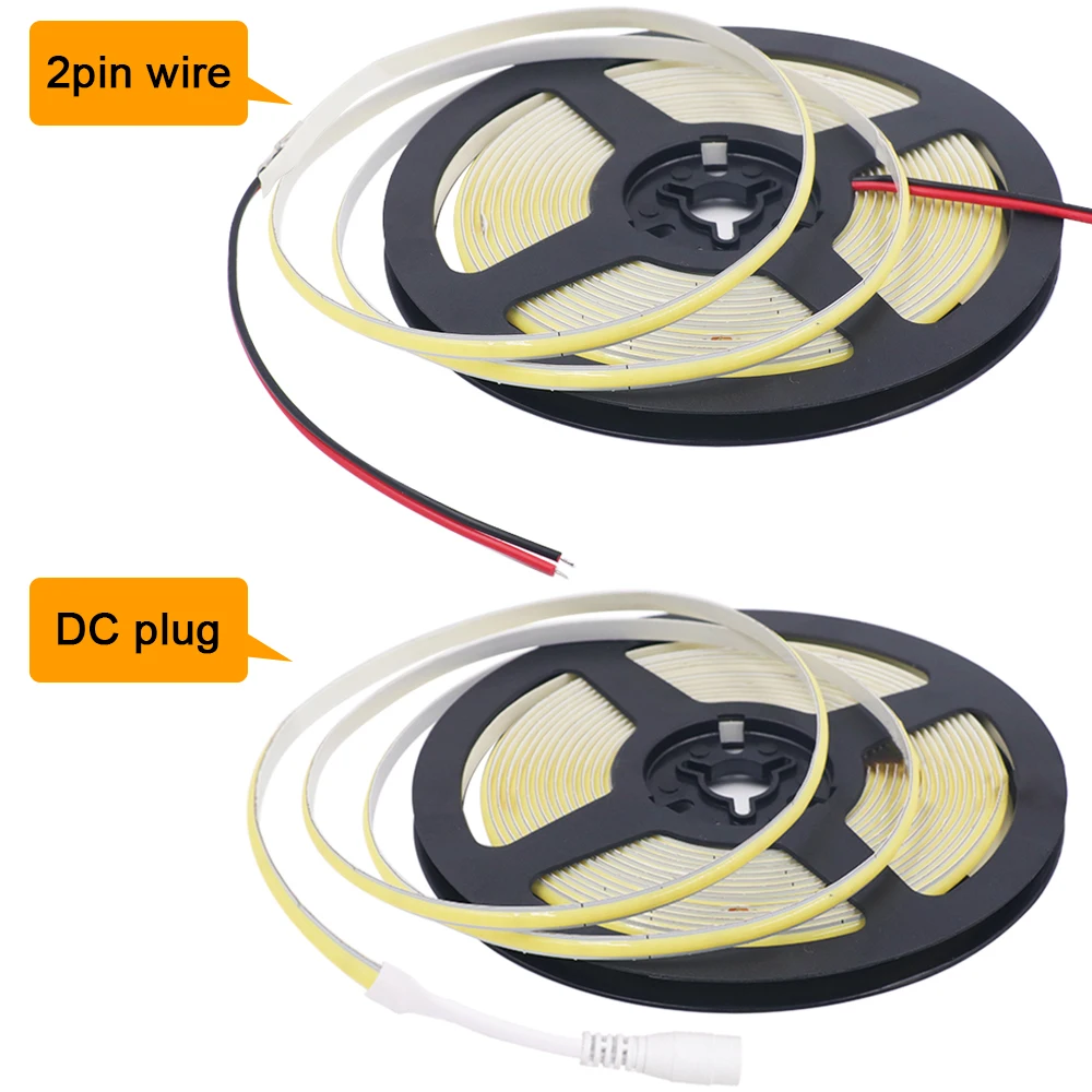 DC 12V 5V 5mm PCB światło taśma COB LED oświetlenie liniowe o wysokiej gęstości 320LED/m światła elastyczna taśma nocne dekoracje do domu 9 kolorów