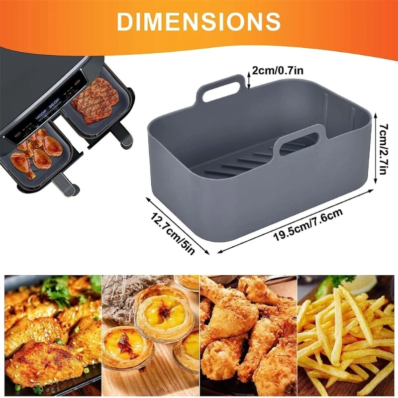 2 Gói Nồi Chiên Không Dầu Air Fryer Giỏ Khuôn Silicon Lò Nướng Khay Nướng Bánh Pizza Rổ Gà Chiên