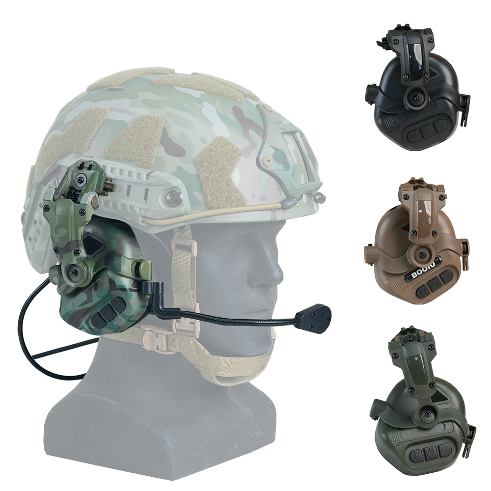 BOOIU Cuffie da tiro tattiche Casco veloce Interfaccia da 3,5 mm Cuffie da pickup Allenamento tattico Comunicazione Paraorecchie uditivo