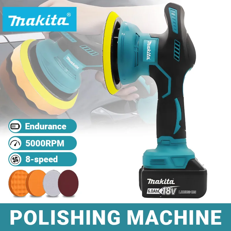 Makita 8 Gears Digital Display Cordless Polisher Electric Polisher Auto Car Waxing Polishing Machine Power Tools