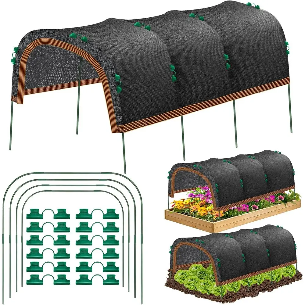 79x40 Garden Shade Kit, 70% Sun Shade Cloth with Hoops for Heat Protection, Raised Garden Bed Shade Cover for Outdoor Plants, Ve