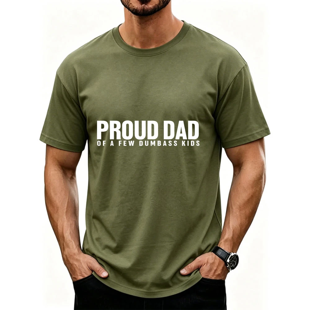 Funny Proud Dad of A Few Dumbass Kids Print Tshirt Dad Joke Text Graphic Short Sleeve Casual Weekend Family Daily Wear Tee