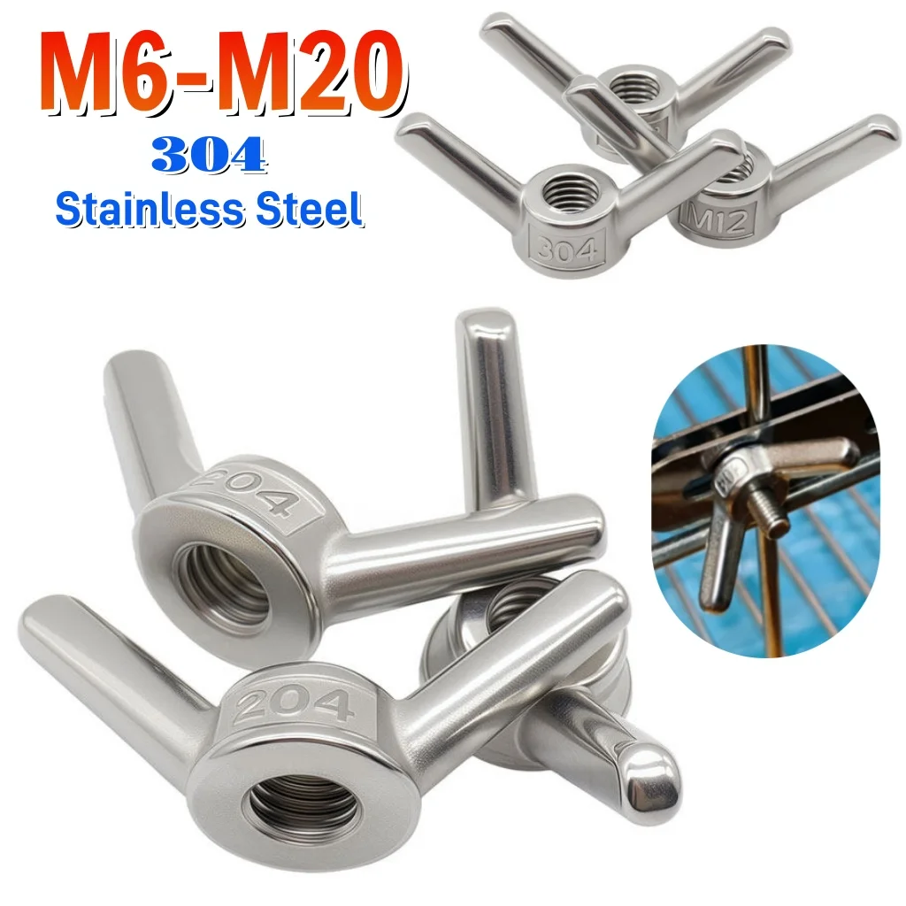 304 Stainless Steel Wing Nuts Special-shaped Hand Tighten Nut M6 M8 M10 M12 M14-m20 Threaded Nut