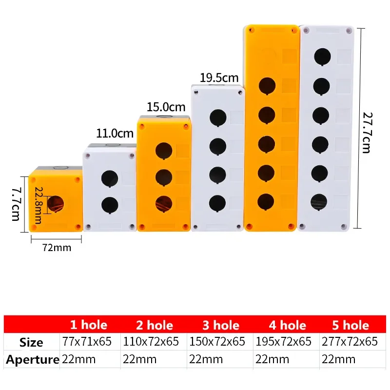 22mm Installation Aperture Waterproof Dust-proof XB2 LA38 LAY37 Button Switch Control Box 1/2/3/4/5 Hole Height 65mm XAL BX