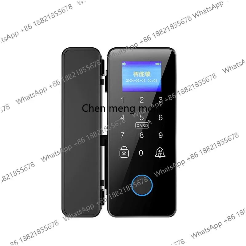 Glass door  lock single open double door company password lock free punching framed door frameless fingerprint lock