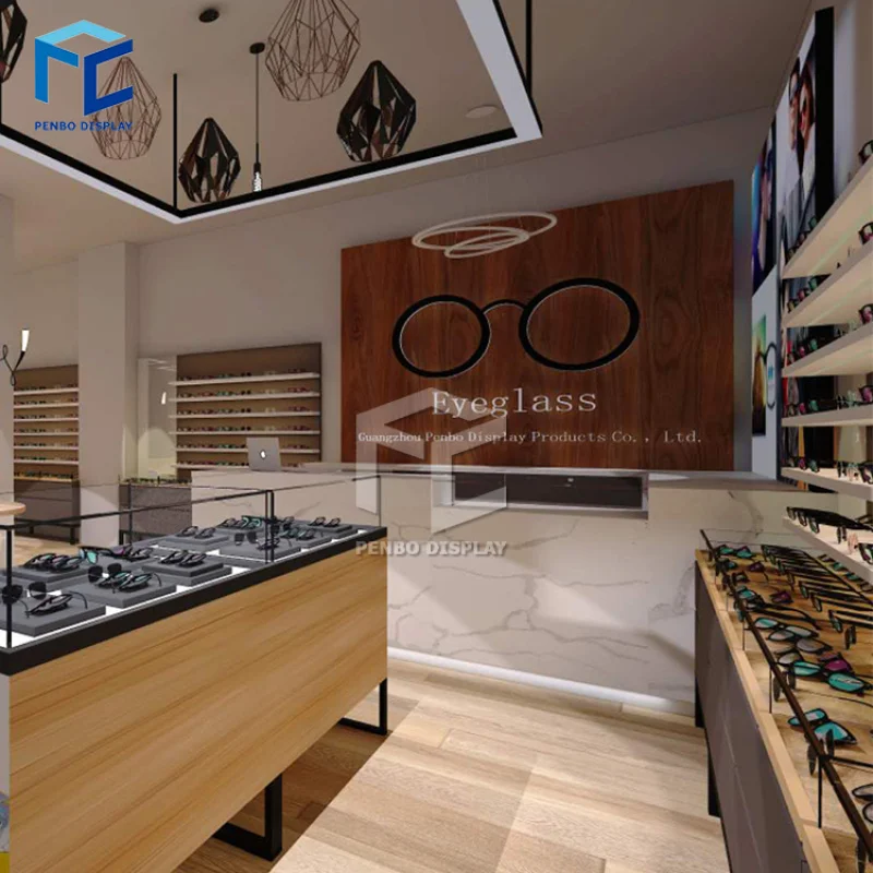 225 customized.Optical Display Showcase Guangzhou Wood Eyewear Display Stand Optical Shop Counter Display Rack Sunglasses Store