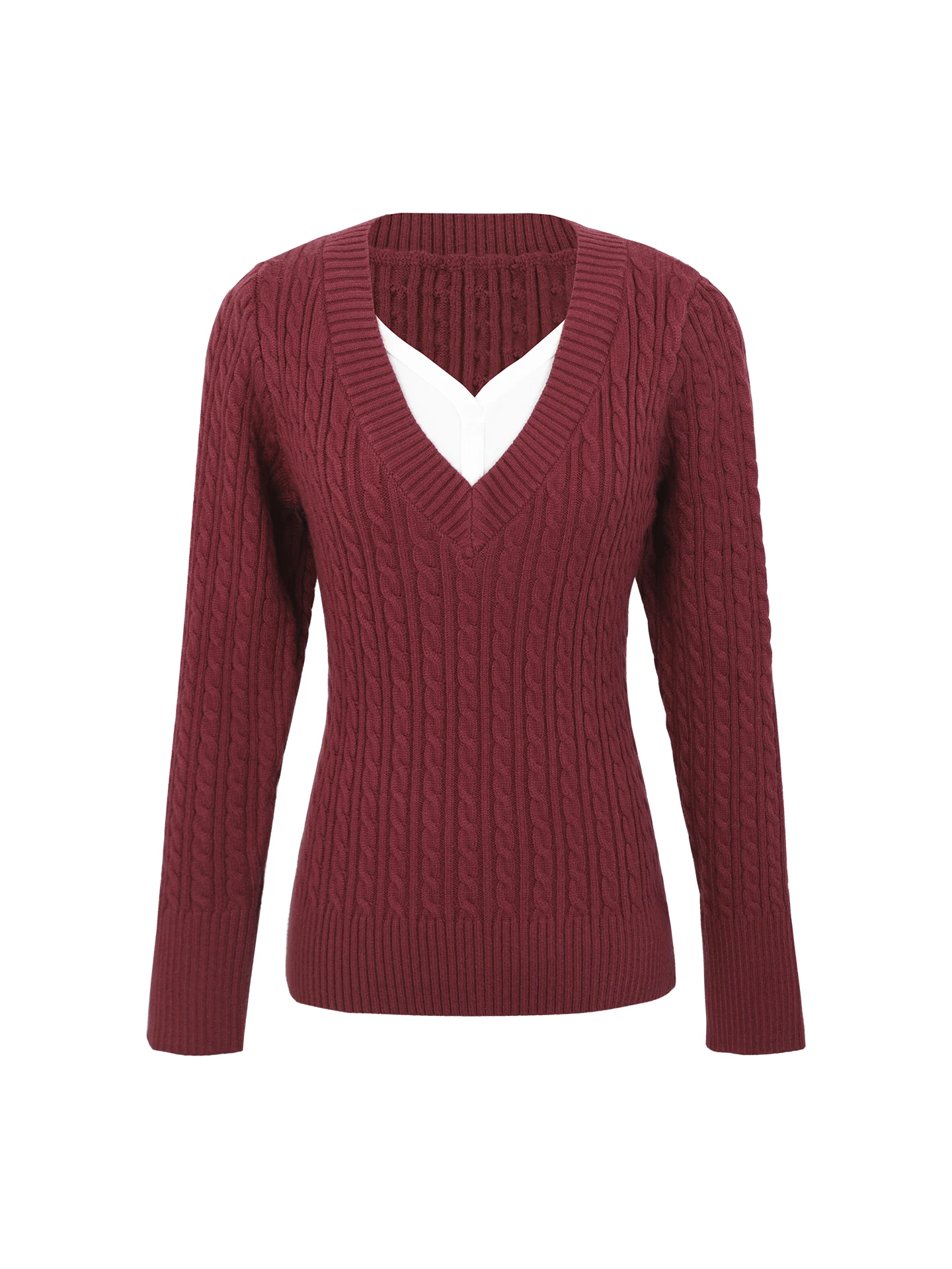 

Red Knitted Sweater Women's Slim Fit V-Ne Pullover Lazy Sle Autumn Winter High End Feeling Single Piece Faionable Knitwear