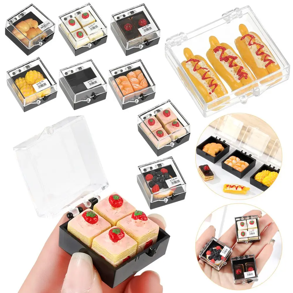 Playing House Bakery Shop Kitchen Toy Scene Model Miniature Boxed Bread Doll Accessories Dollhouse Cake Simulation Food