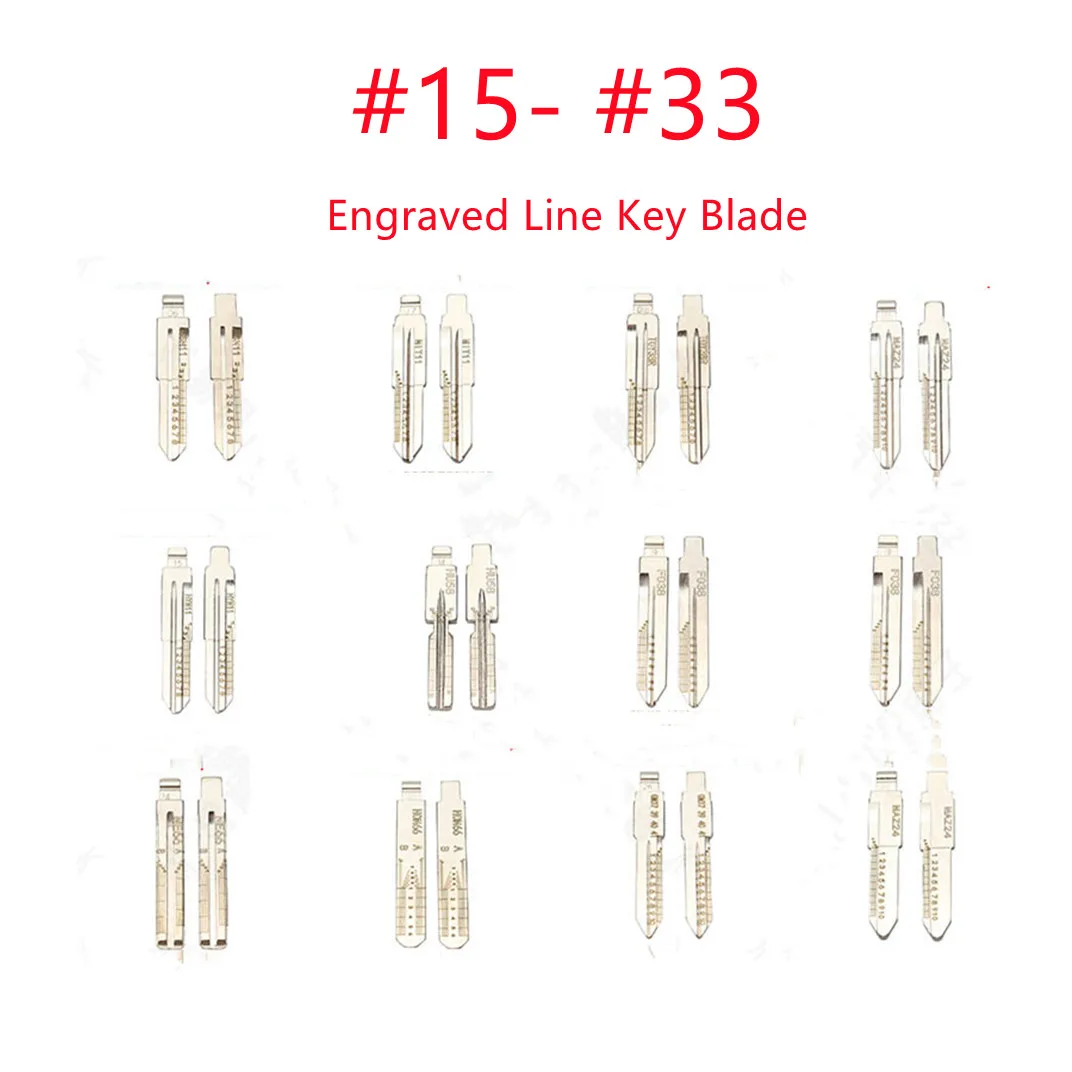 #15-#33 10pcs/lot Engraved Line Key Blade for KD900-X2 VVDI for Mazda Hyundai BMW Benz HON66 HU64