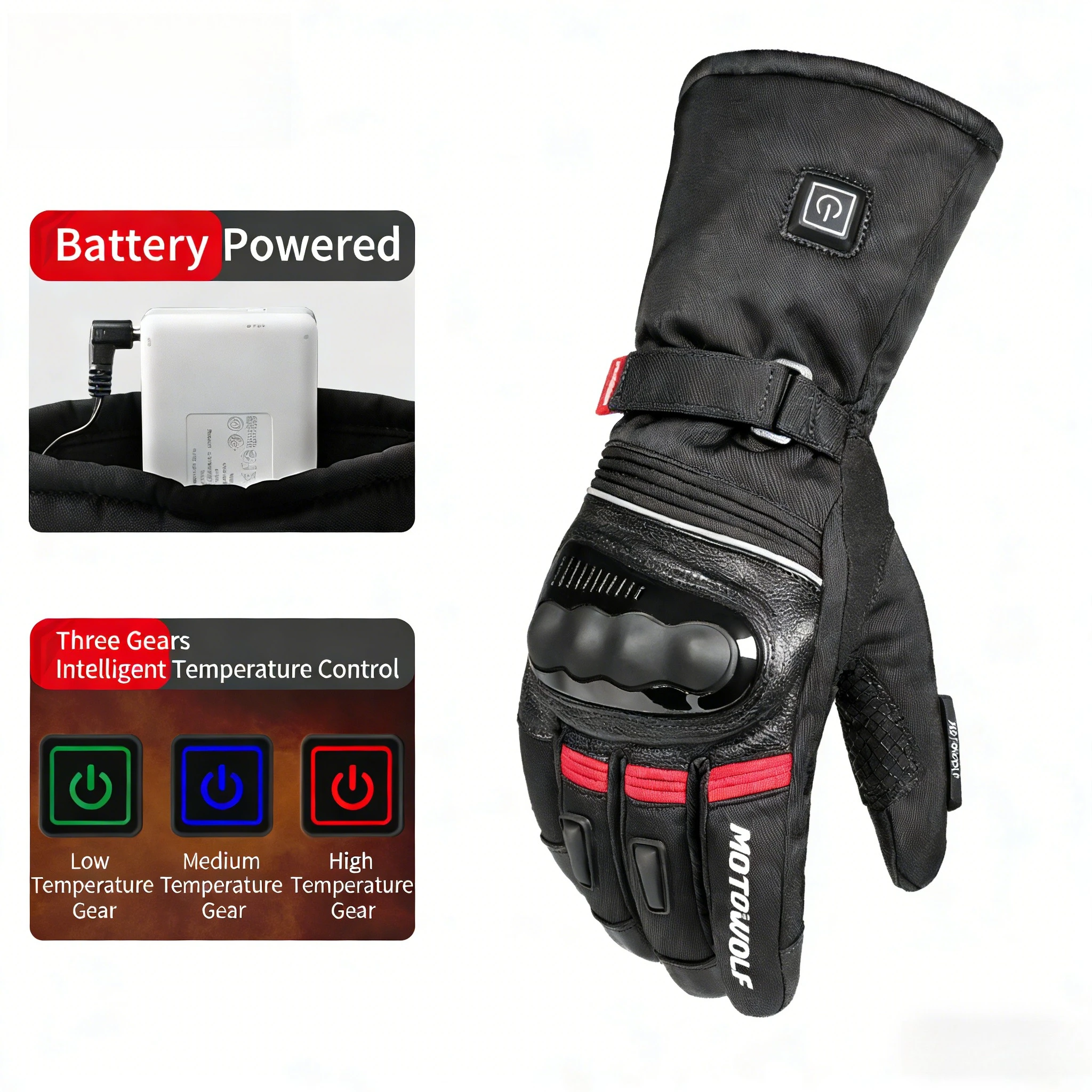 

Мотоциклетные перчатки с подогревом, водонепроницаемые лыжные перчатки с подогревом, термофлисовые ветрозащитные кожаные термоперчатки для мотокросса с сенсорным экраном