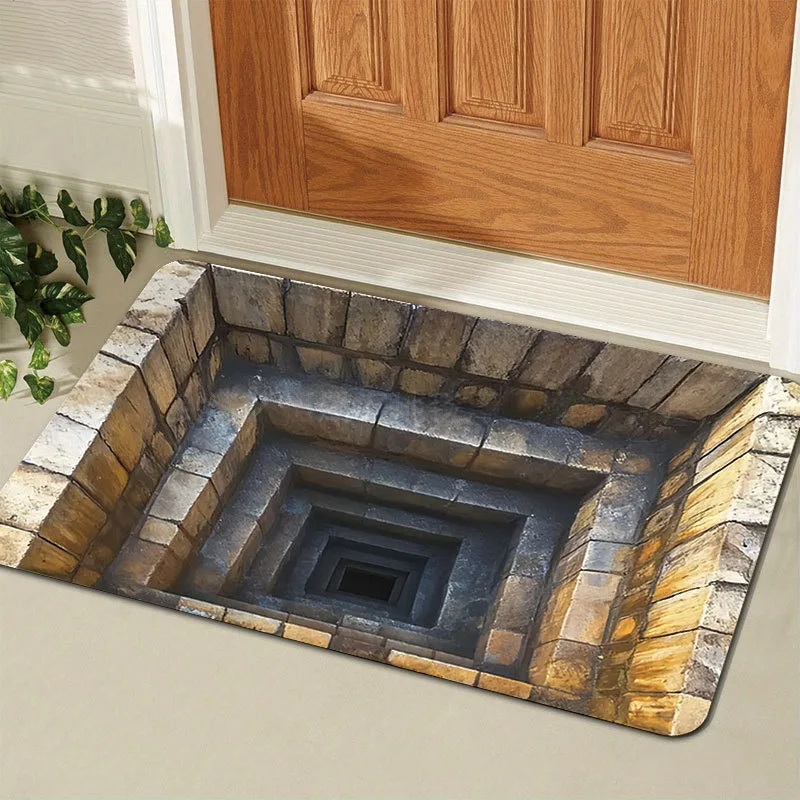 3D Visual Floor Cushion, Vintage Flower Tile Entry Door Mat, Printed Entry Door Foot Mat, Easy To Take Care of Non-slip.