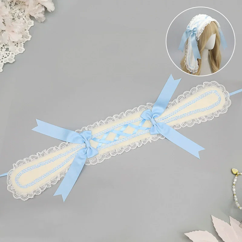 New Handmade Bow Tie Drooping Ear Rabbit Headband Cute Sweet Plush Lace Headpiece Lolita Cosplay Detachable Rabbit Ear Accessory